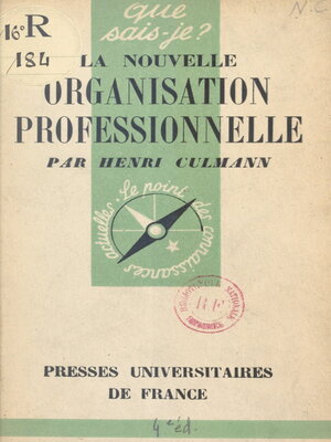 cover image of La nouvelle organisation professionnelle